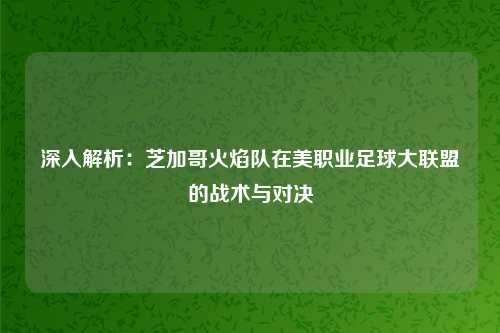 深入解析：芝加哥火焰队在美职业足球大联盟的战术与对决