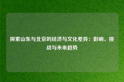 探索山东与北京的经济与文化差异：影响、挑战与未来趋势